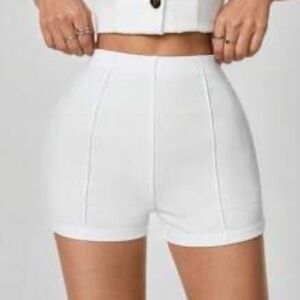 SHEIN PETITE Summer Women's High Waist White Shorts